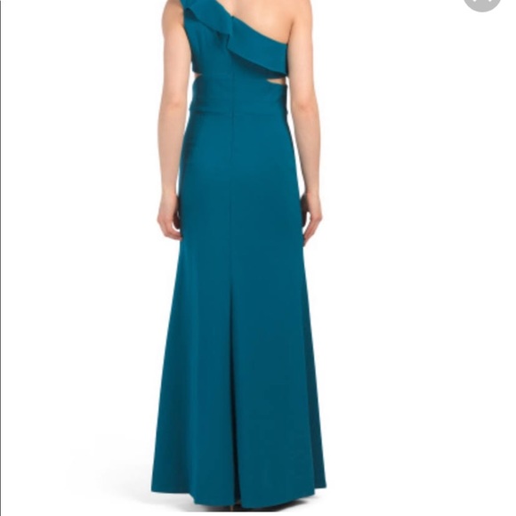 Laundry by Shelli Segal Teal One-Shoulder Gown Size 4 NWT - Picture 3 of 11